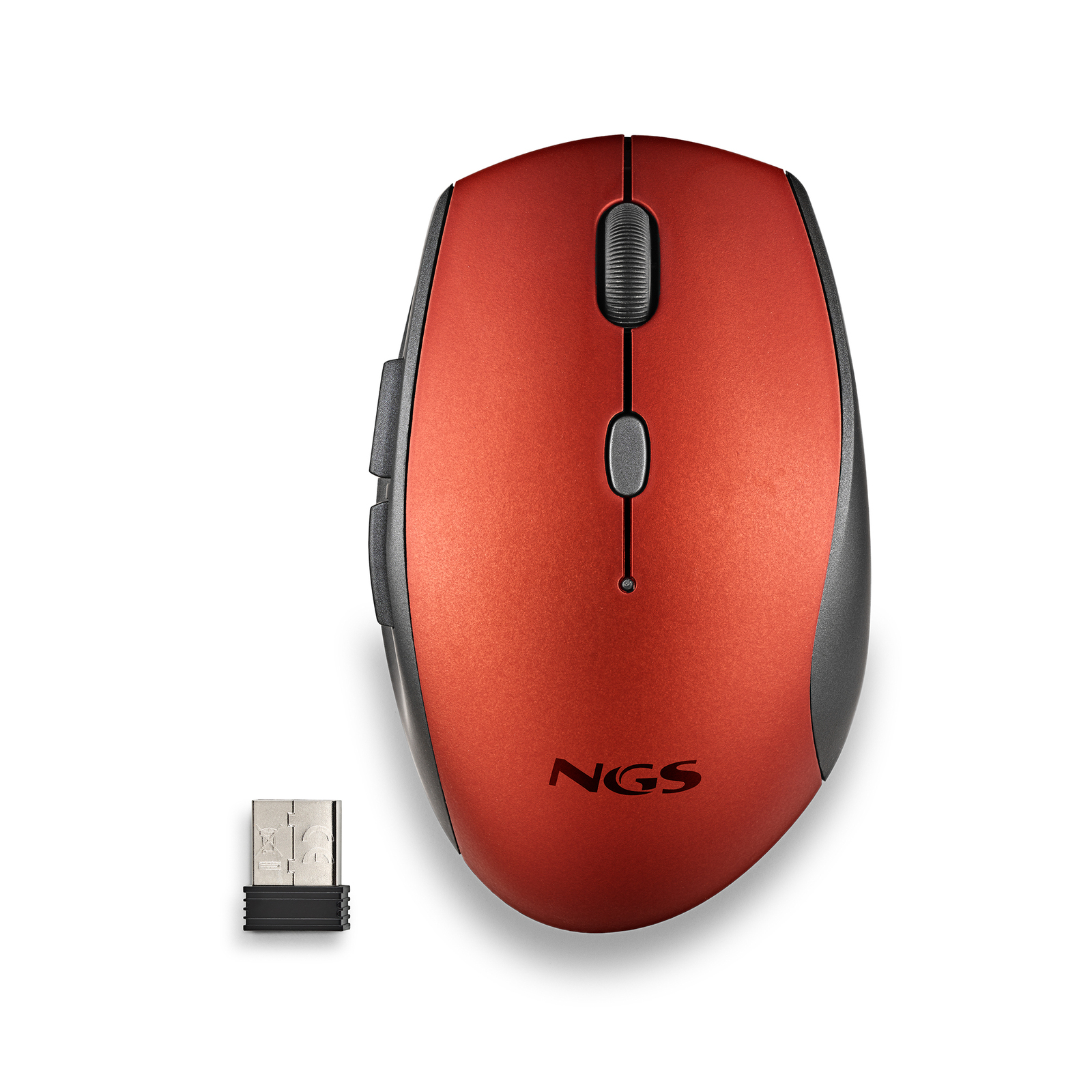 NGS MOUSE ROSSO ERGONOMICO SENZAFILI E BOTTONI SILENZIOSI