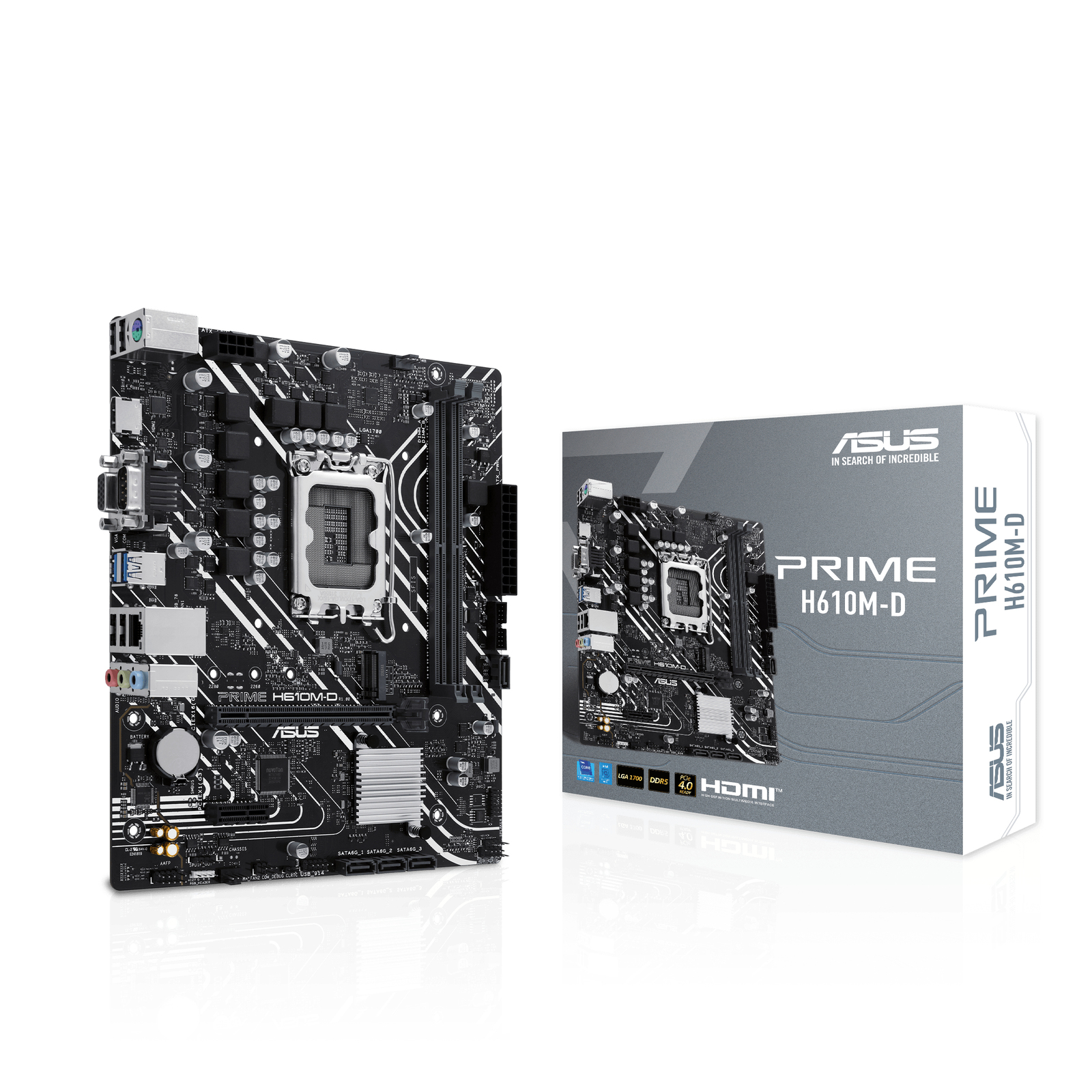 ASUS MB H610, PRIME H610M-D, LGA 1700, 2DDR5, M.2, HDMI/VGA/COM, 4SATA, 90MB1G80-M0EAY0